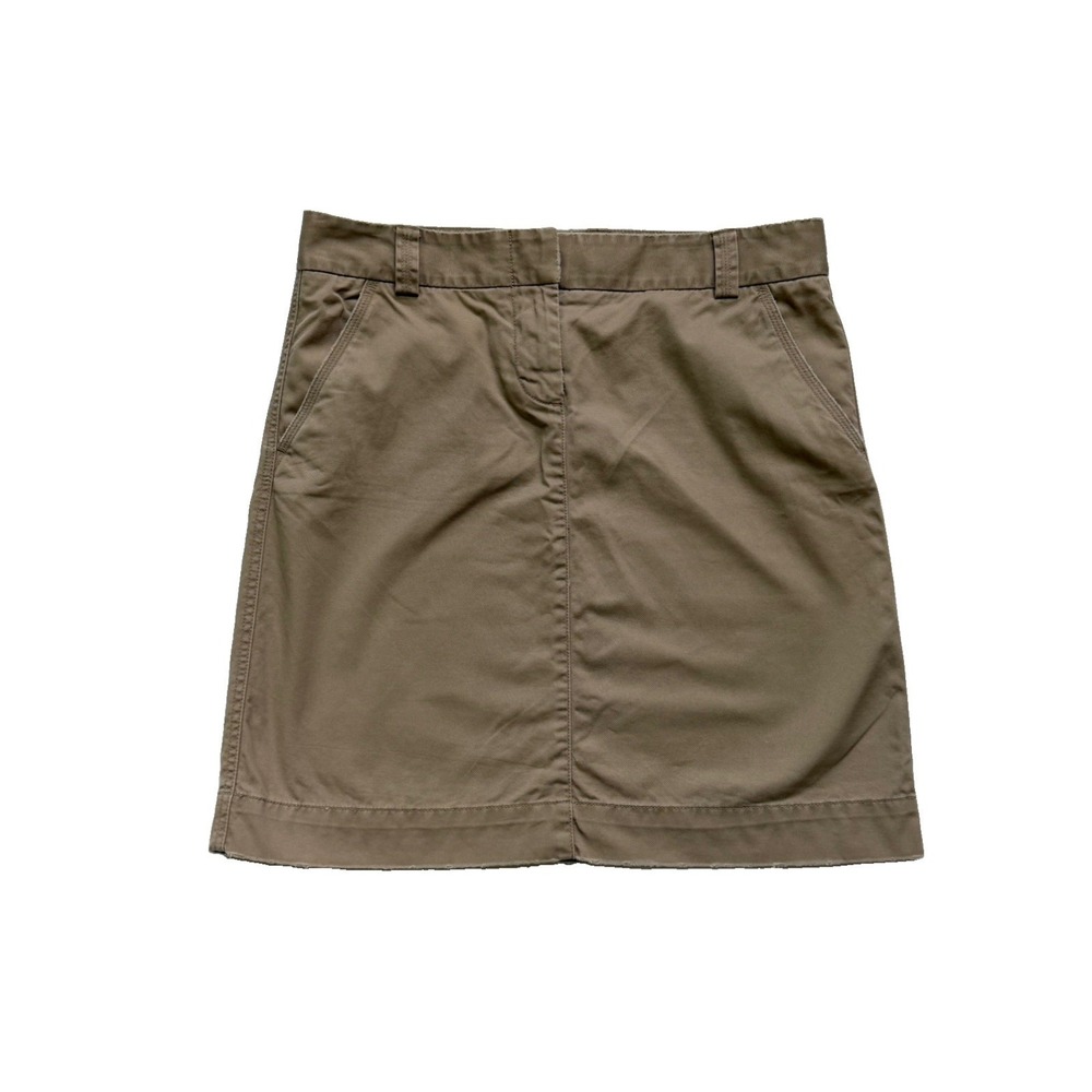J.Crew Vintage Y2K Chino Skirt Khaki Cotton Flat Front Women's size 8